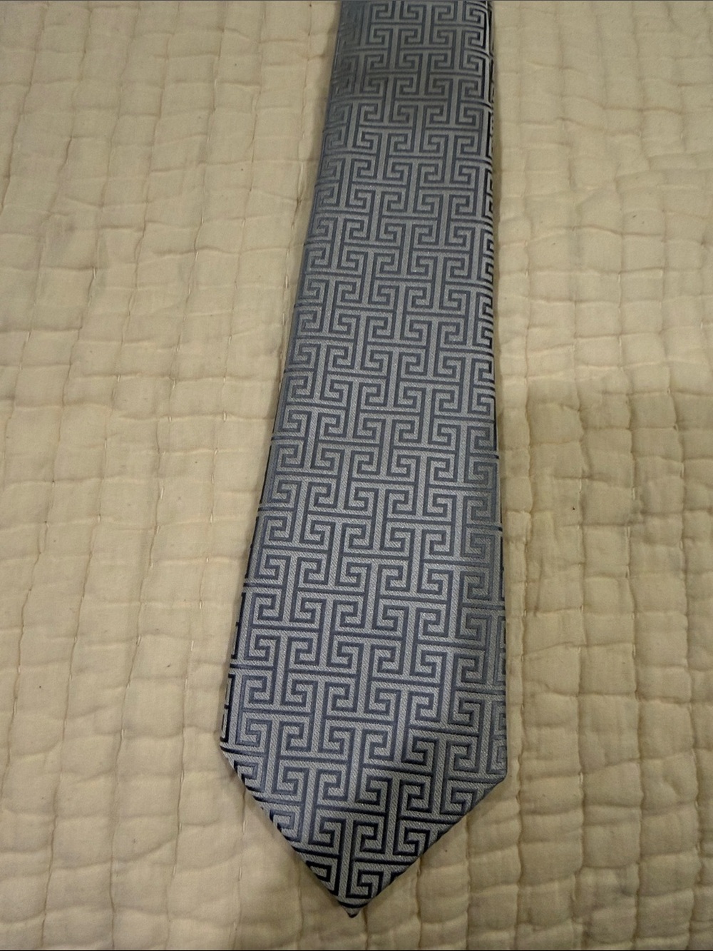 Barry Wang  - Silver Grey Geometric Silk-Tie